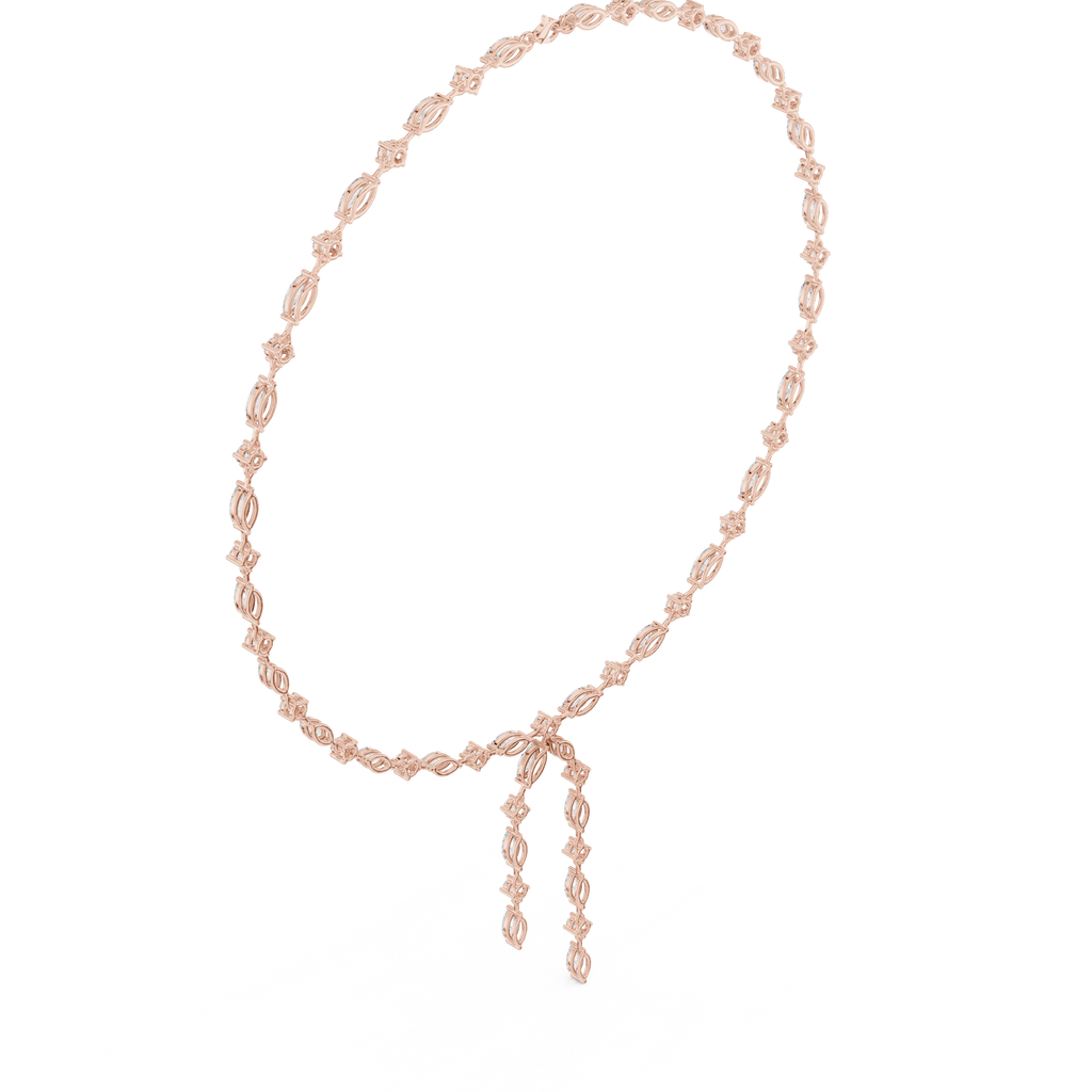 Rose gold diamond drop statement necklace with marquise and round stones