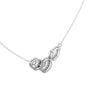 White gold V-shape halo diamond pendant necklace, with three teardrop halos