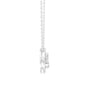 V-shape halo diamond necklace with pear-cut halos, white-gold tone, clasp and chain close-up