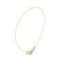 V-shape halo diamond necklace with pear-cut halos, yellow-gold tone, center halo detail