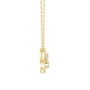 V-shape halo diamond necklace with pear-cut halos, yellow-gold tone, pendant side view