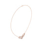 V-shape halo diamond necklace with pear-cut halos, rose-gold tone, center halo detail