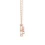 V-shape halo diamond necklace with pear-cut halos, rose-gold tone, pendant side view