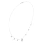 Rose gold halo diamond necklace with small stones and baguette drop at front
