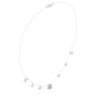 White gold diamond halo necklace with small star motifs and baguette drop pendant