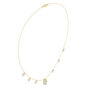 Diamond pendant necklace with baguette center stone and star accents, yellow gold