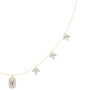 Diamond pendant necklace with baguette center stone and star accents, yellow gold