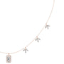Diamond pendant necklace with baguette center stone and star accents, rose gold