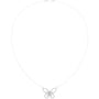 White gold butterfly diamond pendant necklace with round stones, center butterfly