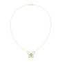 Butterfly diamond pendant on a gold tone chain with small pave details
