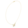 10K yellow gold butterfly diamond pendant necklace with round stones, thin chain