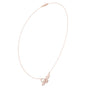 10K rose gold butterfly diamond pendant necklace with round stones, thin chain