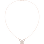 Rose gold butterfly diamond pendant necklace with round stones and linked chain