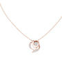 Rose gold diamond flower pendant with round center and sculpted swirl petals.