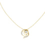 Round diamond flower pendant on yellow gold chain, sculptural swirl setting