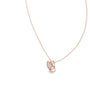 Rose gold diamond flower pendant on chain, round center with swirl petals.