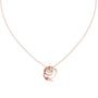 White gold diamond flower pendant on chain, round center with swirling petals.