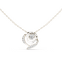 Round diamond flower pendant in white gold, three-ring swirl setting