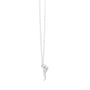 White gold chain with round diamond flower pendant, small clasp at bottom