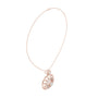 Rose gold round diamond floral pendant with chain, front view