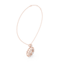 Rose gold round diamond floral pendant with chain, front view