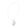 Silver-toned diamond floral pendant close-up with small round top charm