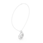 Silver-toned diamond floral pendant close-up with small round top charm