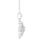 Silver-toned diamond floral pendant side profile on chain