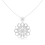 White gold round diamond floral pendant with openwork flower and small round stones