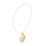 Yellow gold round diamond floral pendant with layered petals and central round stone