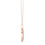 Rose gold chain necklace with round medallion diamond pendant and openwork border