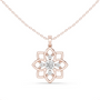 Rose gold openwork flower diamond pendant with round stones on chain