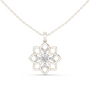 White gold openwork flower diamond pendant with round stones on chain