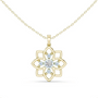 Yellow gold lotus-style diamond pendant with marquise-cut look and round center stones