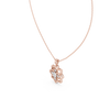 Floral diamond pendant close-up on rose gold chain