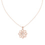 Floral diamond pendant on rose gold chain, front view