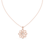 Floral diamond pendant on rose gold chain, front view