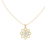 Yellow gold openwork flower diamond pendant on chain