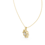 Yellow gold openwork flower diamond pendant with stones, side view