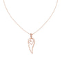 Rose gold heart-and-wing diamond pendant with round center stone on chain