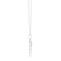 Angel wing heart pendant with round diamond, white gold-tone top view with chain.