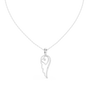 White gold heart-and-wing diamond pendant with round center stone on chain