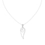 White gold heart-and-wing diamond pendant with round center stone on chain