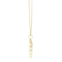 Angel wing heart pendant with round diamond, yellow gold-tone top view with chain.
