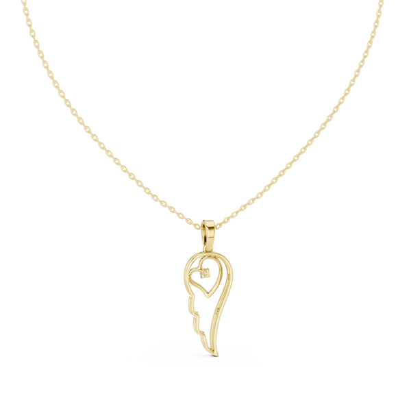 Angel Wing Heart Round Diamond Pendant (0.05 ct. tw.)