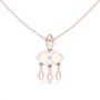 Rose gold evil eye pendant necklace with teardrop danglers and round eye centerpiece