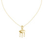Yellow gold evil eye pendant necklace with round eye charm and three drop dangles