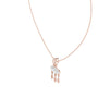 Rose gold evil eye pendant close-up with blue eye center and hanging drop details