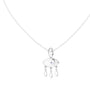 White gold evil eye pendant necklace with central eye charm and three teardrop drops