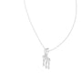 White gold evil eye pendant necklace with eye charm and three teardrop dangles, partial chain